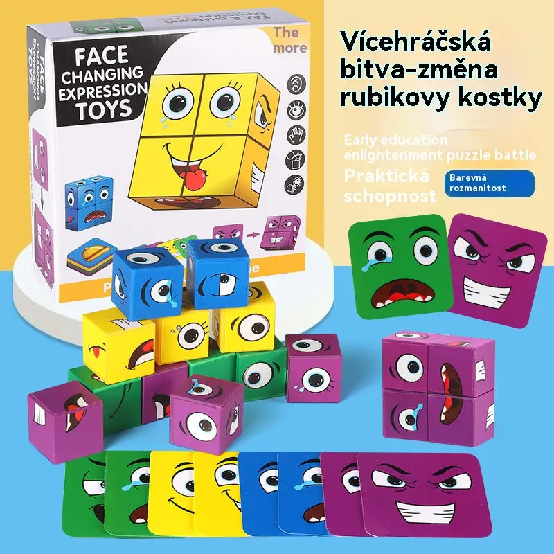 🔥✨Dřevěná hračka Rubikova kostka, která mění obličej