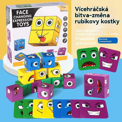 🔥✨Dřevěná hračka Rubikova kostka, která mění obličej