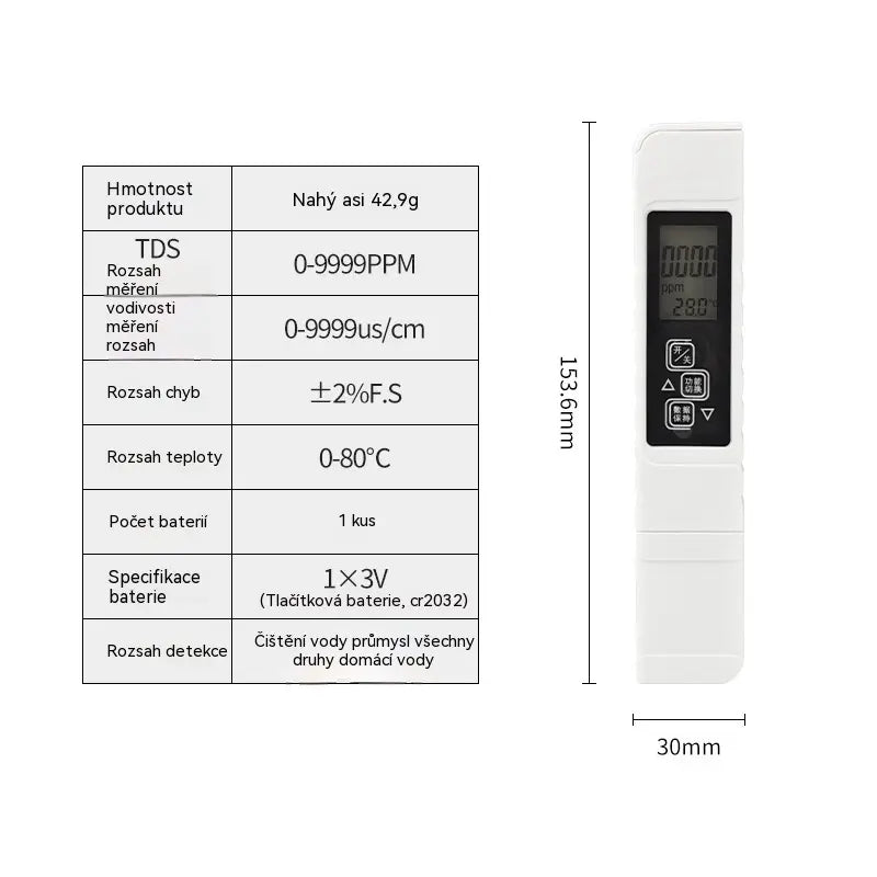 ✨ TDS měřič kvality vody 3 v 1 - pro měření pH, chloru a tvrdosti, s LCD displejem, pro bazény a akvária 🌊📱