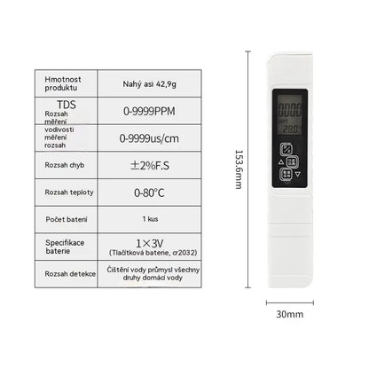 ✨ TDS měřič kvality vody 3 v 1 - pro měření pH, chloru a tvrdosti, s LCD displejem, pro bazény a akvária 🌊📱