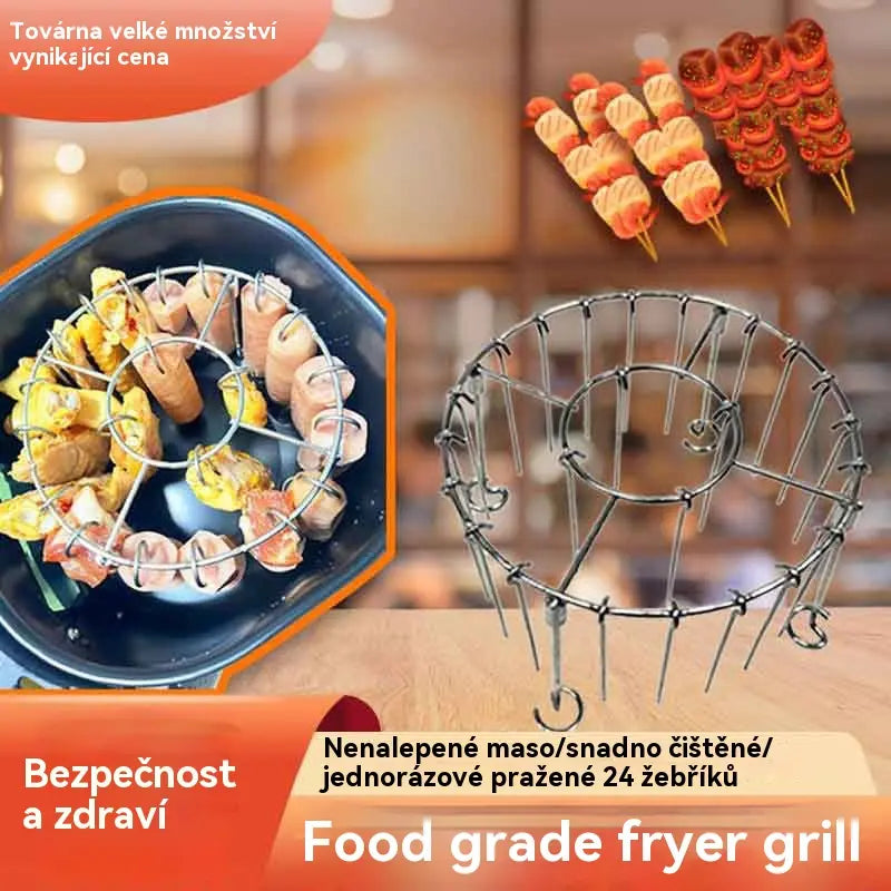 【💥1 kus za 580 Kč】🍢🍖🍗 Gril z nerezové oceli 304 s 24 špízy pro horkovzdušnou troubu