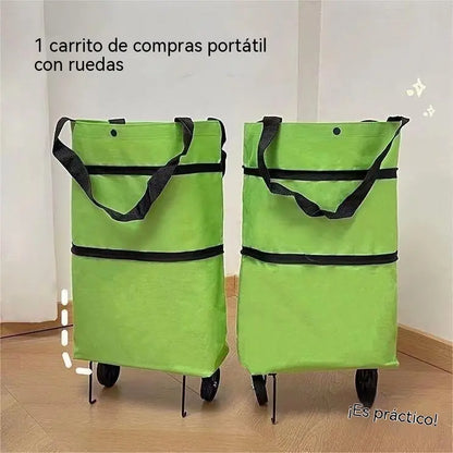 🛒🔥【Nejprodávanější produkt】Skládací nákupní taška a batoh 2 v 1, lehká nákupní taška/přepravní vozík s kolečky