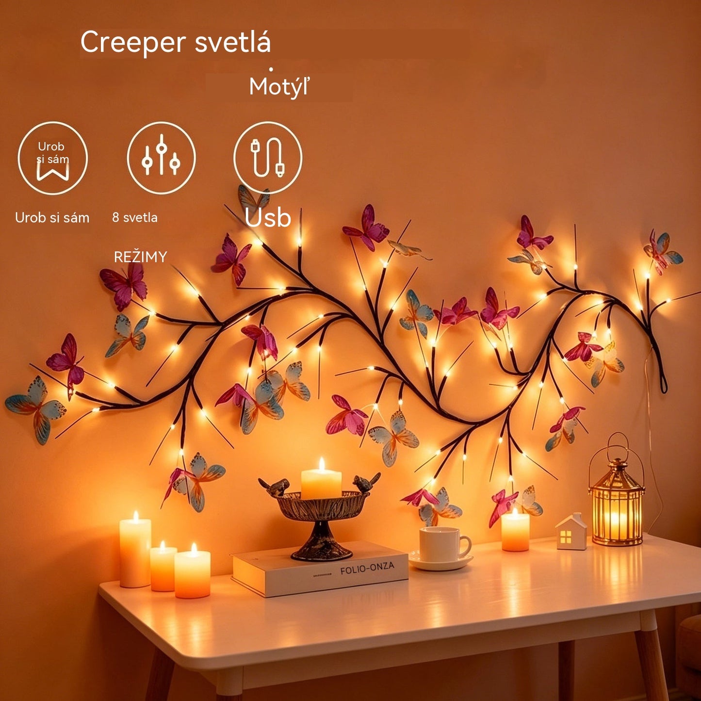 ✨ Flexibilní LED světla ve tvaru popínavé větve s motýly – vytvořte ve svém domově kouzelnou a útulnou atmosféru 🦋💡