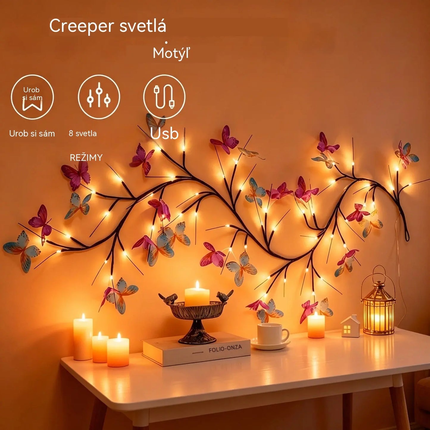 ✨ Flexibilní LED světla ve tvaru popínavé větve s motýly – vytvořte ve svém domově kouzelnou a útulnou atmosféru 🦋💡