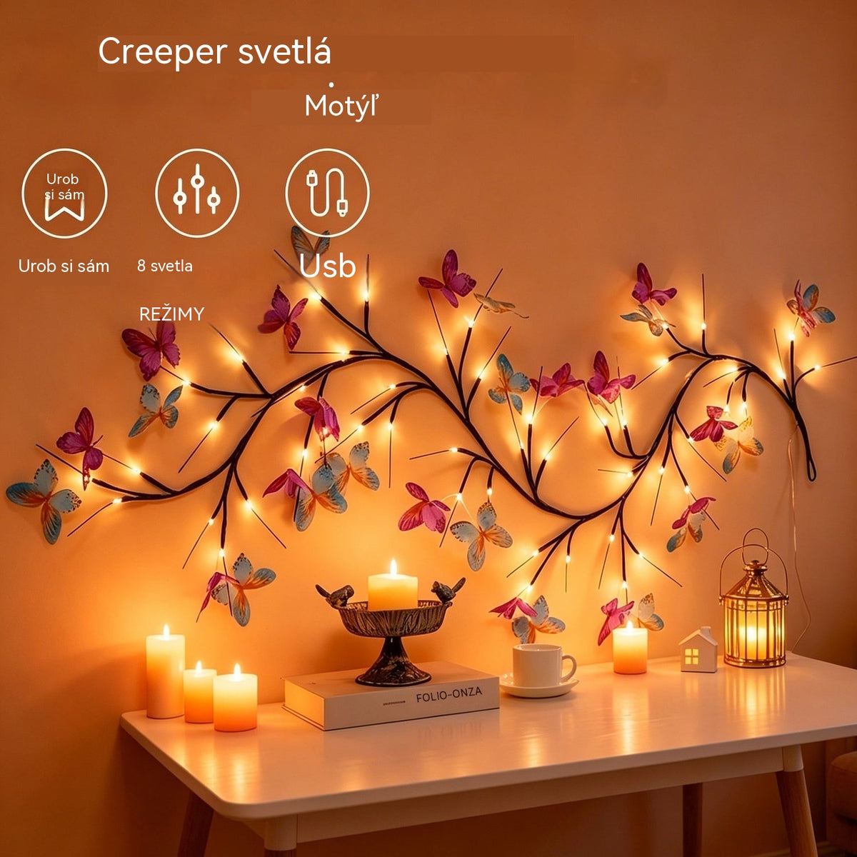 ✨ Flexibilní LED světla ve tvaru popínavé větve s motýly – vytvořte ve svém domově kouzelnou a útulnou atmosféru 🦋💡
