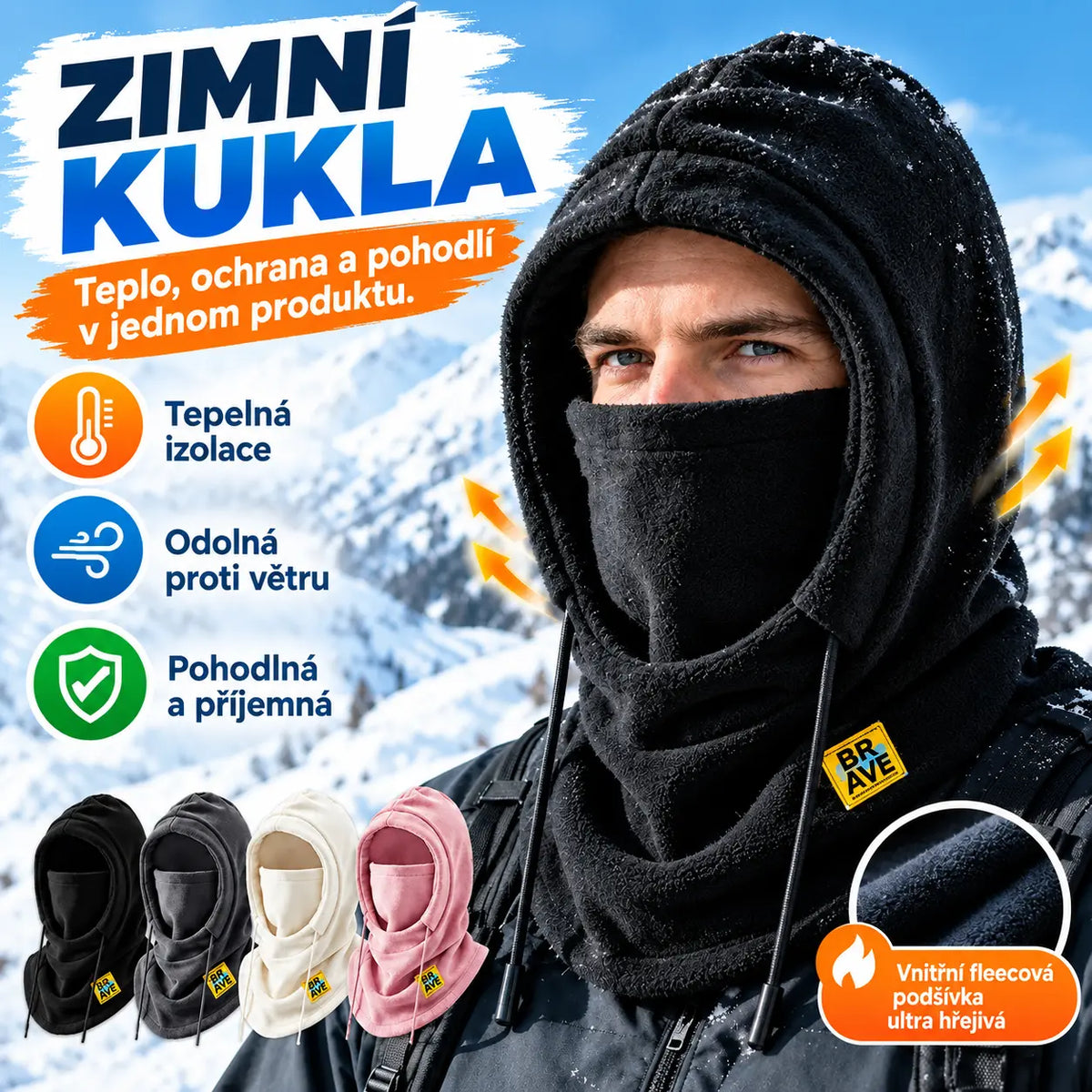 ❄️ Integrální zateplená čepice s fleecovou podšívkou, která vás udrží v teple až do -20 stupňů Celsia. ⛷️ Ideální pro lyžování, jízdu na motorce a outdoorové aktivity.