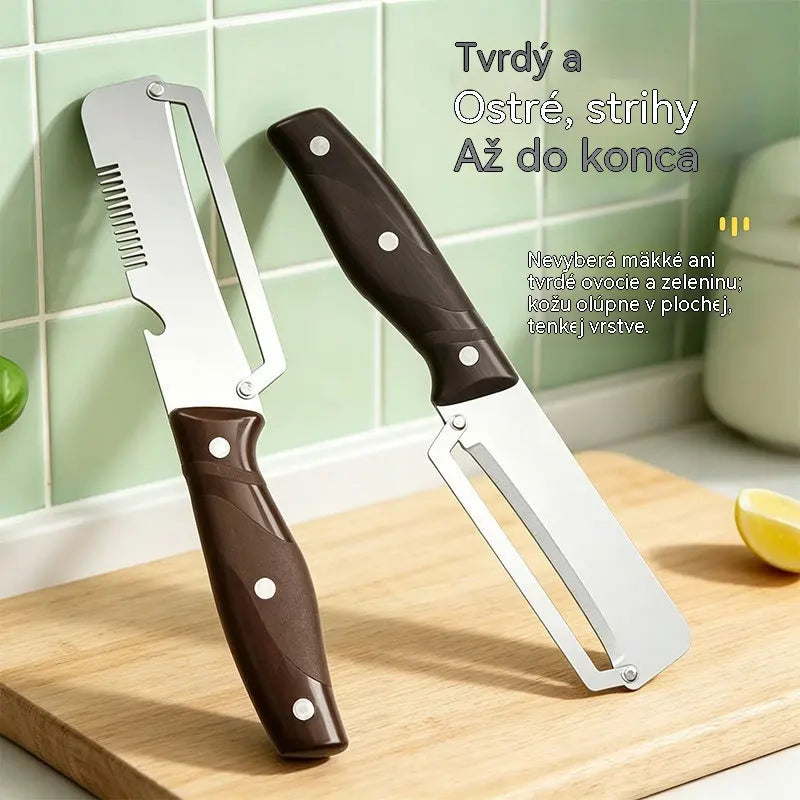 ✅【Kupte 1 a získejte 1 zdarma!】🧅🔪 Multifunkční kuchyňská škrabka 3 v 1: Loupe, kráje a otevírá láhve! 🔥