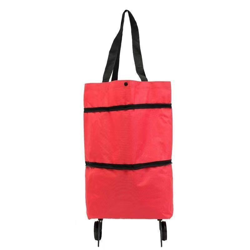 🛒🔥【Nejprodávanější produkt】Skládací nákupní taška a batoh 2 v 1, lehká nákupní taška/přepravní vozík s kolečky