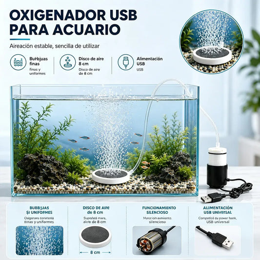 🐟🔇 Ultra tiché USB vzduchovací čerpadlo do akvária – Přenosný dobíjecí okysličovač pro akvária a rybaření 🎣