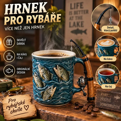 🎣☕Nový rybářský hrnek Kreativní hrnek vyrobený z pryskyřice, speciálně navržený pro rybářské nadšence.