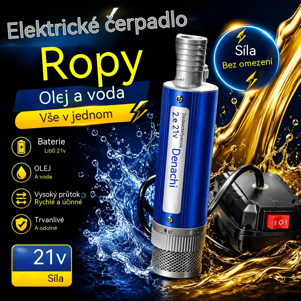 【Elektrické olejové čerpadlo】✅Platba na dobírku🔥Nové olejové a vodní čerpadlo na lithiovou baterii, 21V, napájené lithiovou baterií 💥