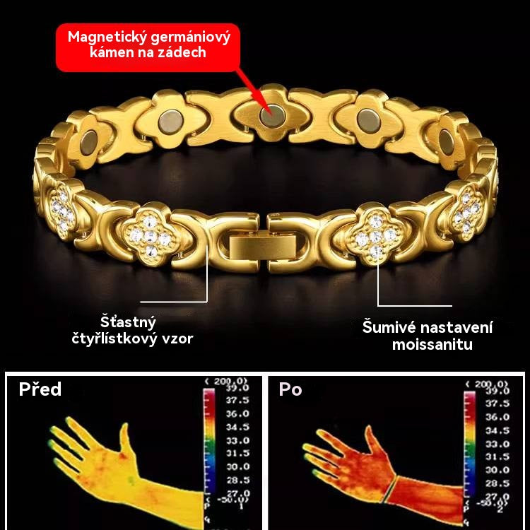 Magnetický náramok Clover Diamond - Objavte svoje tajomstvo úľavy od stresu, magnetické posilnenie wellness