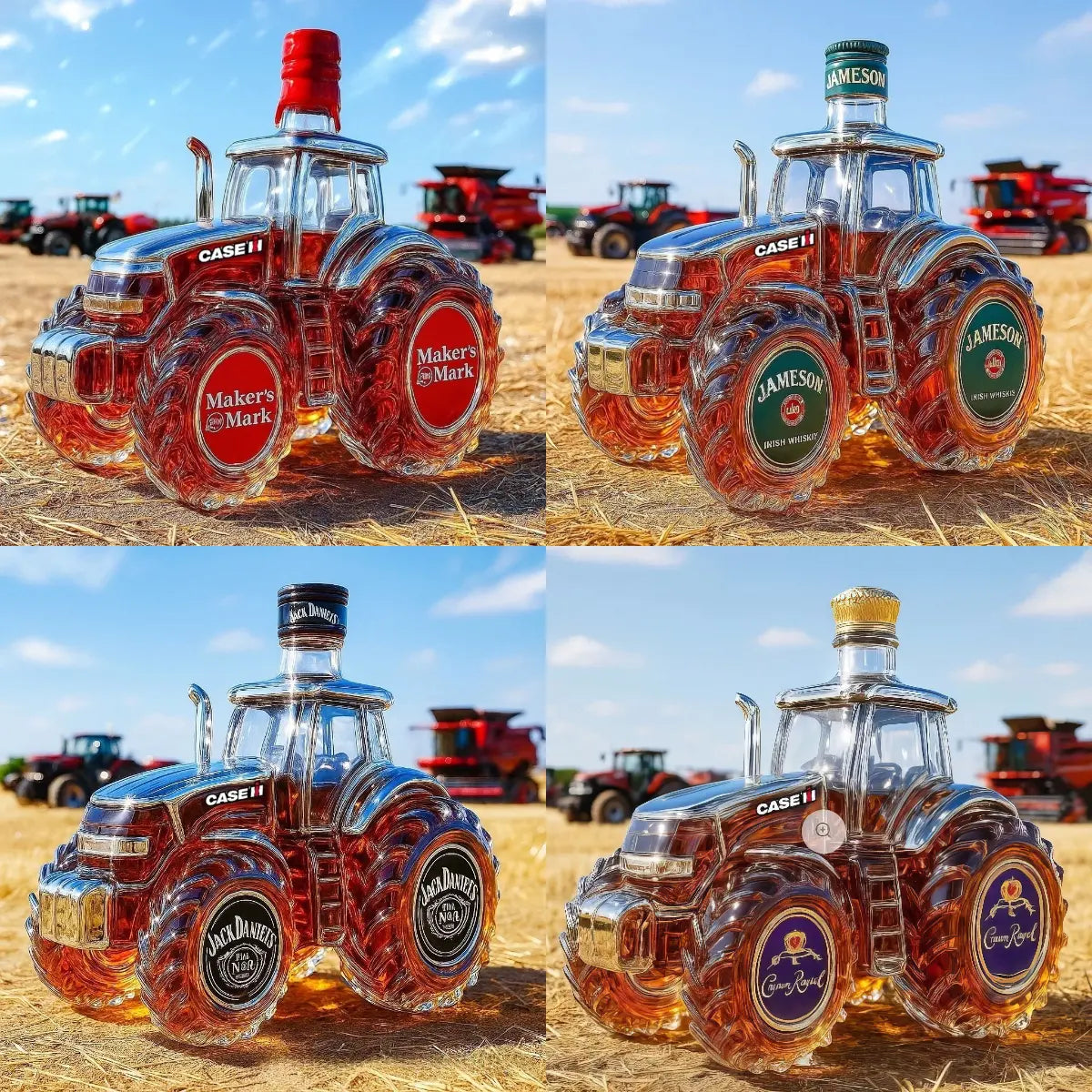 🔥🚜Láhev vína s retro traktorem, 🎁🎁Kreativní ozdoby na láhev whisky s utěsněním