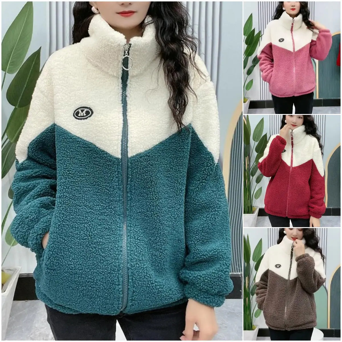 🔥【Kupte jeden, druhý dostanete zdarma】🐏【M-4XL】Zimní fleecová bunda, bavlněná bunda, zesílená bavlněná bunda z jehněčí vlny, teplá bunda