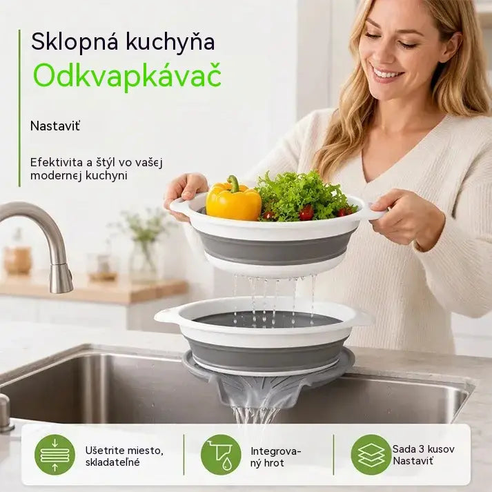 📢📢 1 sada za 799 Kč ⏰ Souprava 3 skládacích cedidel s odkapávacím podstavcem