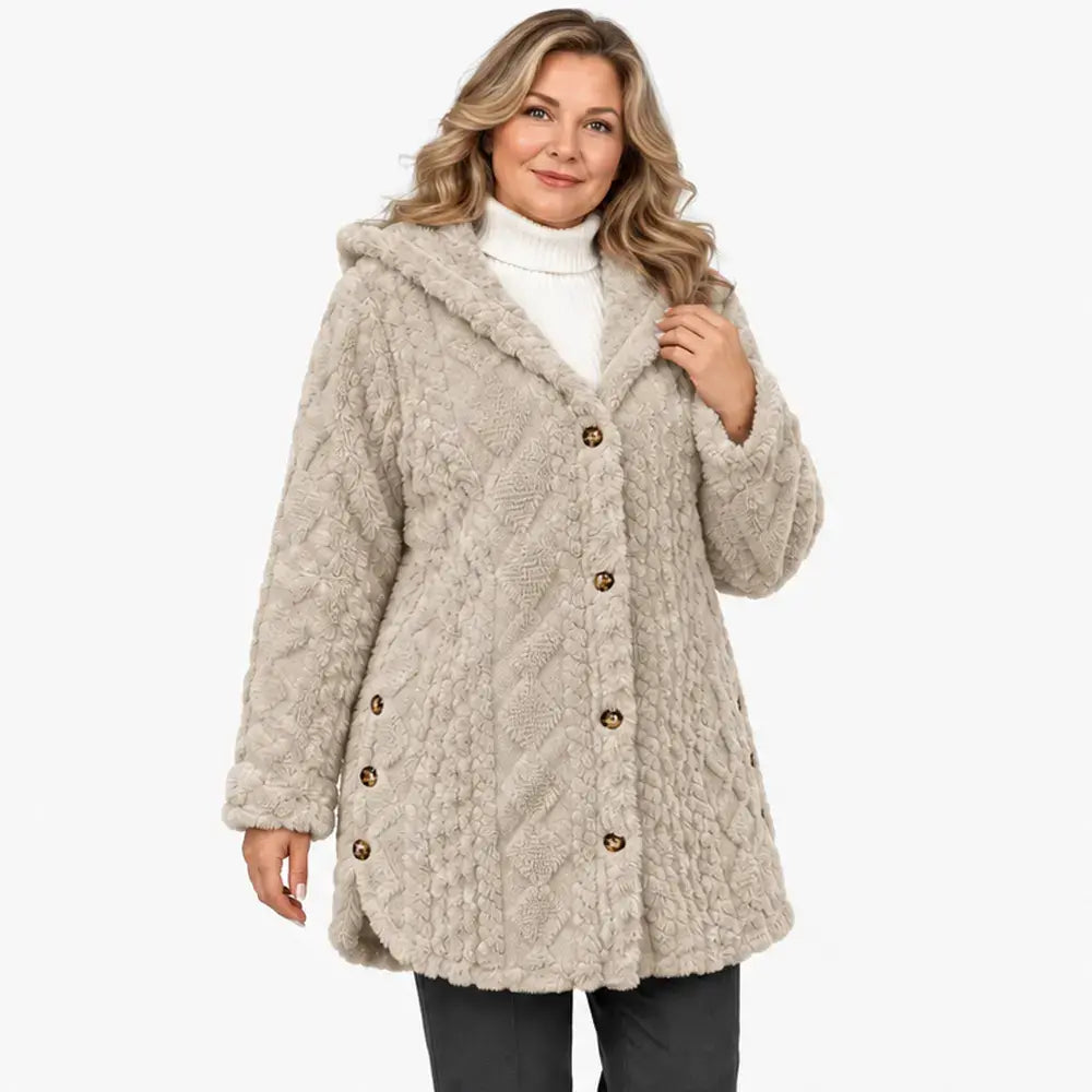 ✨【S-5XL】Dámský teplý ležérní kardigan s kapucí a dlouhým rukávem (oboustranný fleece)