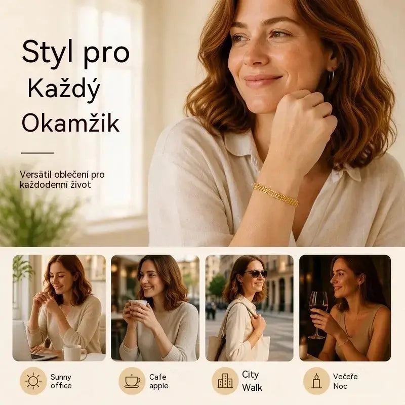 ✨ Využijte nyní 50% slevu! 💛 Široký tkaný síťovaný náramek: robustní články, elegantní a třpytivý 🎀