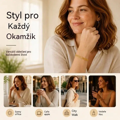 ✨ Využijte nyní 50% slevu! 💛 Široký tkaný síťovaný náramek: robustní články, elegantní a třpytivý 🎀