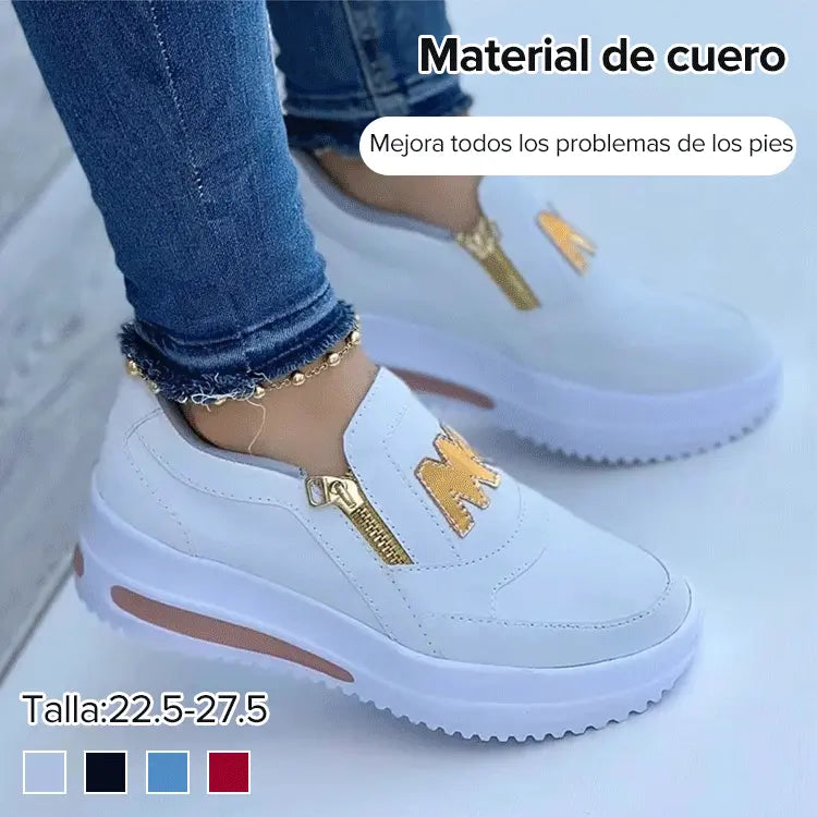 【35-43】Dámská ležérní obuv se silnou podrážkou na zip