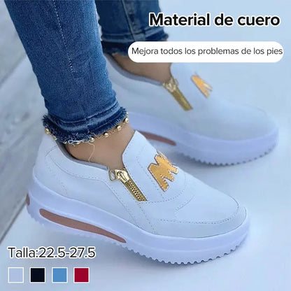 【35-43】Dámská ležérní obuv se silnou podrážkou na zip