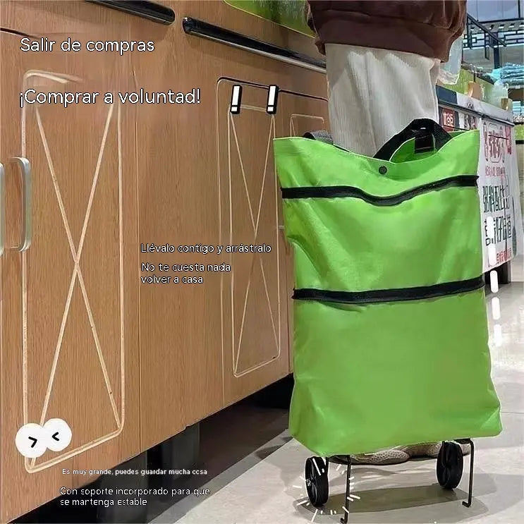 🛒🔥【Nejprodávanější produkt】Skládací nákupní taška a batoh 2 v 1, lehká nákupní taška/přepravní vozík s kolečky
