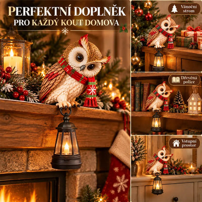 💡🦉Pryskyřičná figurka – vánoční sova s lucernou