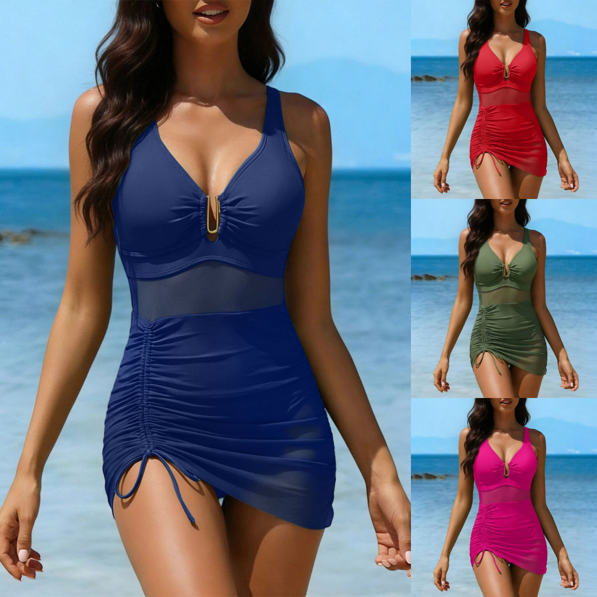 💖Dámské jednodílné plavky z průsvitné síťoviny – úzký střih, asymetrický design, sexy a svůdné🌴🦋【Časově omezená nabídka】