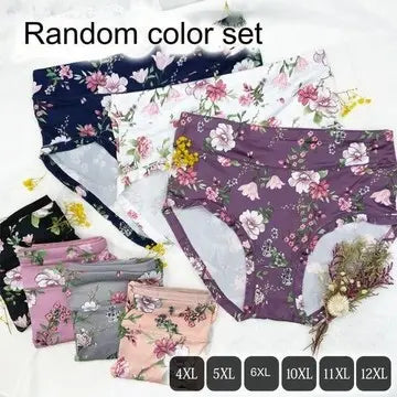 💕【7/14 kusů】Pohodlné bavlněné antibakteriální dámské spodní prádlo, módní potisky, plus size