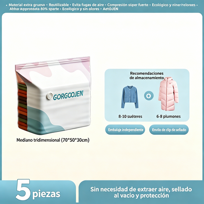 🧳 5 kusov za 23 eur 💨 Veľké, stlačiteľné vákuové úložné vrecko: nevyžaduje pumpičku, je nepriepustné a ideálne na úsporu miesta v kufri a doma ✈️