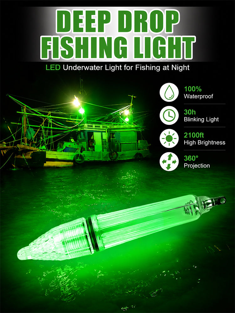🐟🚨 Multicolor underwater fish attractor light – transparent flashing light for night fishing