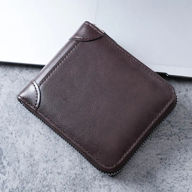 ✨🎁Retro pánská peněženka z umělé kůže se zipem, pouzdrem na karty/skládací peněženkou na mince.