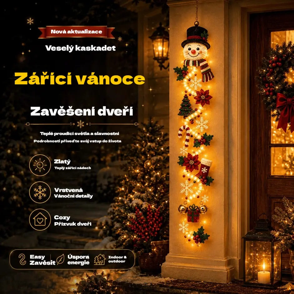 🎄🎃Poslední den! 🎅Užijte si 49% slevu na osvětlené vánoční dekorace na dveře!