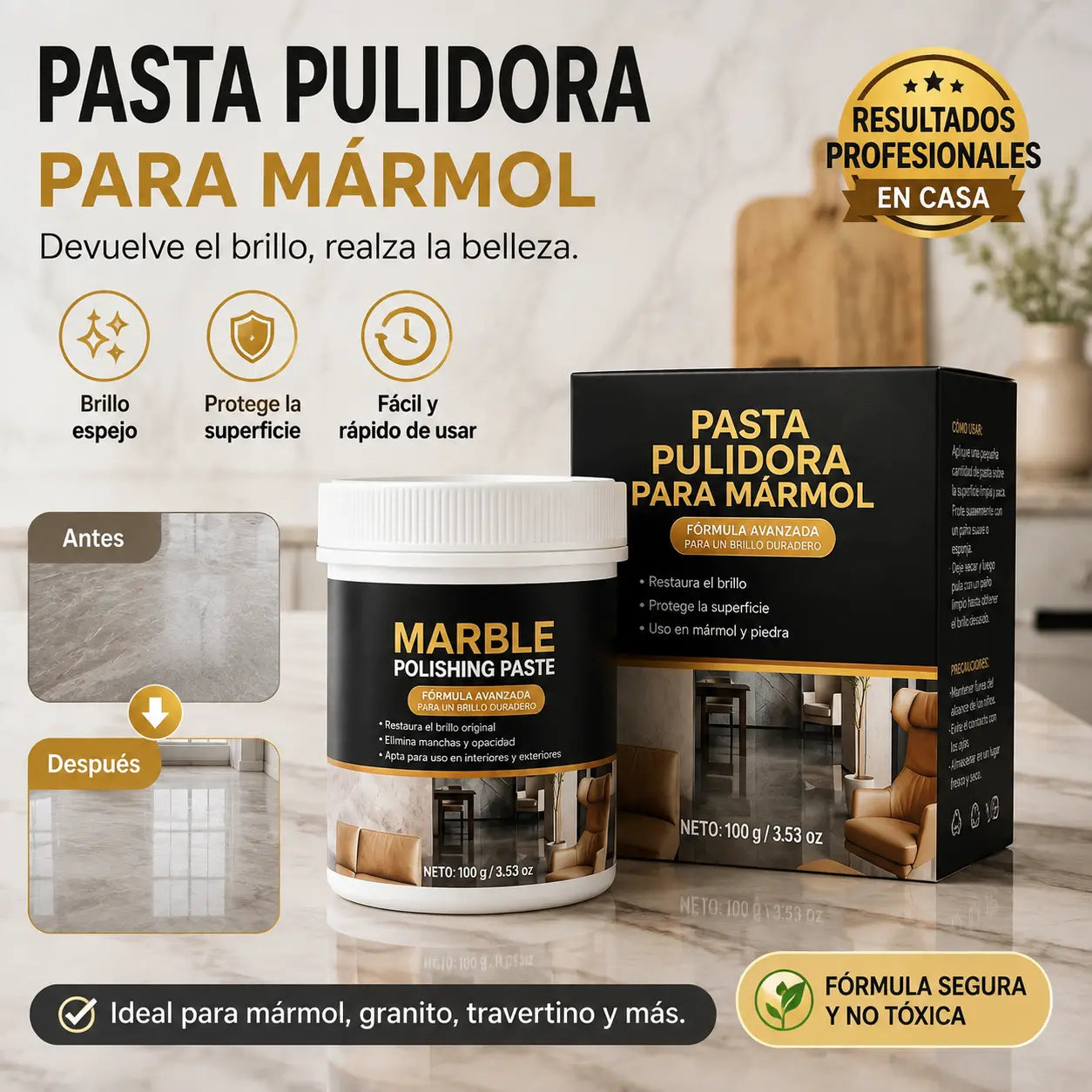 🥳 🔥 Dvě lahve za 560 Kč! ✨ Lešticí pasta na mramor – odstraňuje škrábance, obnovuje lesk a chrání povrch už za 2 minuty 🛡️