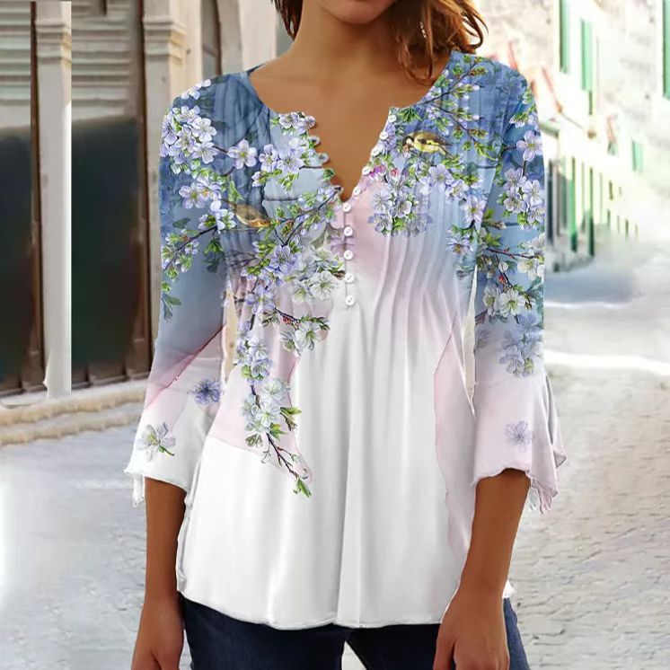 [Časově omezená nabídka – 50%] [S-5XL] Módní dámské tričko s výstřihem do V
