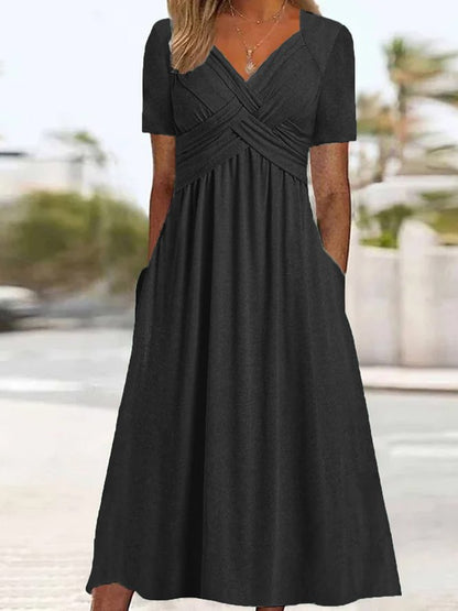 💟【50% OFF】【S-3XL】Ležérní šaty střední délky v čisté barvě