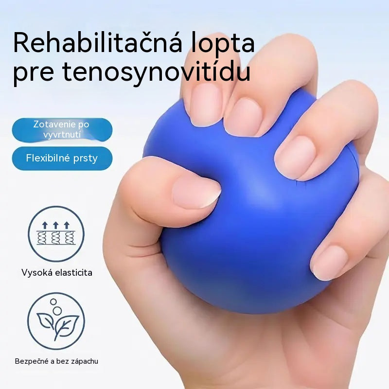 Ortopedický míč na regeneraci prstů a rukou s fixačními kroužky, pomůcka na posílení síly a mobility pro seniory nebo po mrtvici