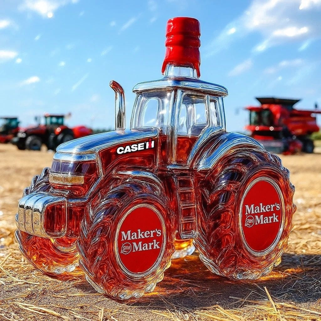 🔥🚜Láhev vína s retro traktorem, 🎁🎁Kreativní ozdoby na láhev whisky s utěsněním