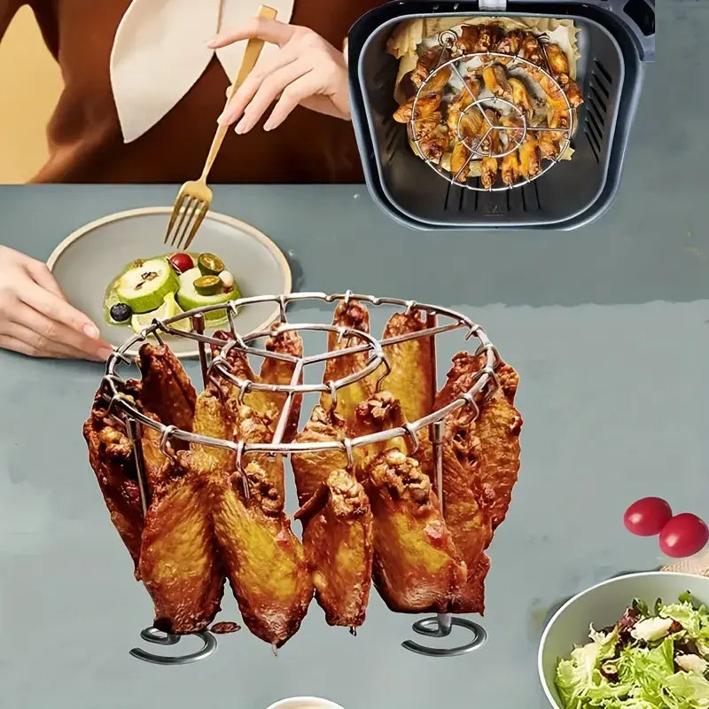 【💥1 kus za 580 Kč】🍢🍖🍗 Gril z nerezové oceli 304 s 24 špízy pro horkovzdušnou troubu