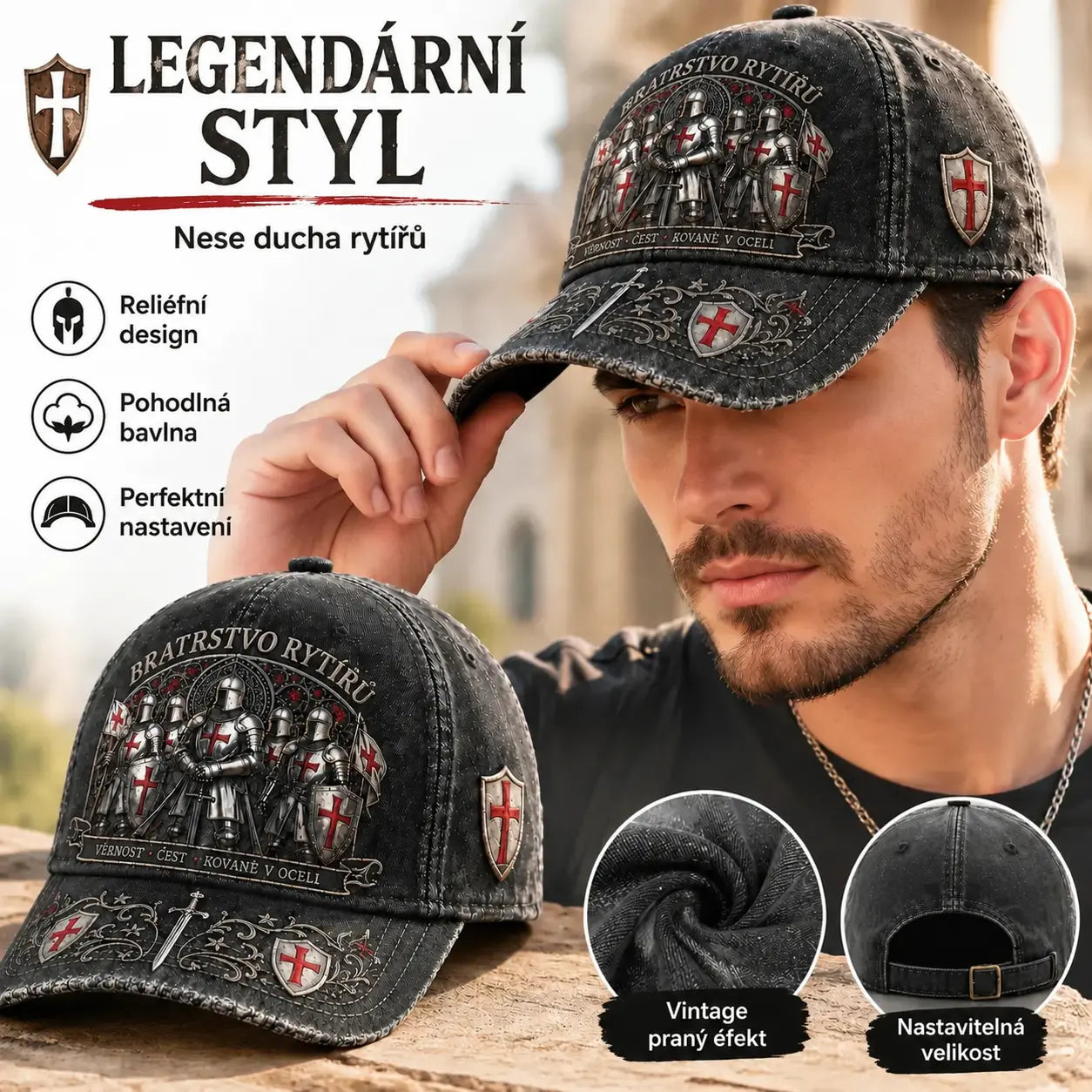 🛡️🧢 3D potištěná retro baseballová čepice pro muže i ženy s opraným vzhledem, nastavitelná, módní a prodyšná ✨ Platba na dobírku