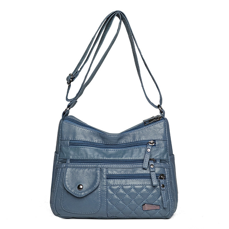🔥【50% sleva】Dámská vícevrstvá velkokapacitní měkká kožená taška. Stylové a všestranné, lze nosit crossbody