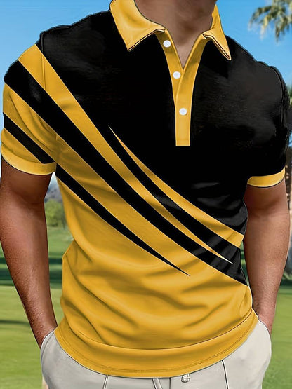 🔥【Kúpte 1 a získajte 1 zadarmo】👔【S-6XL】Nová letná pánska pruhovaná 3D košeľa POLO s potlačou