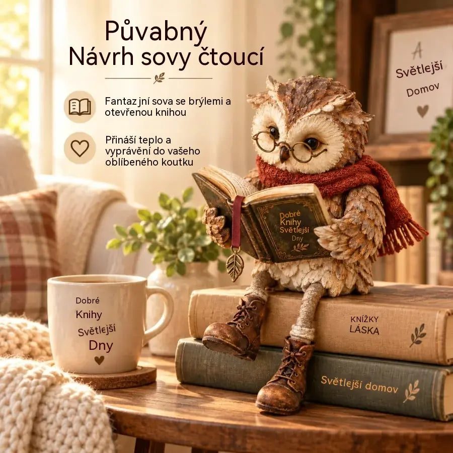 💥 Sleva 50 % po omezenou dobu! 🦉 Rozkošná figurka sovy, která čte