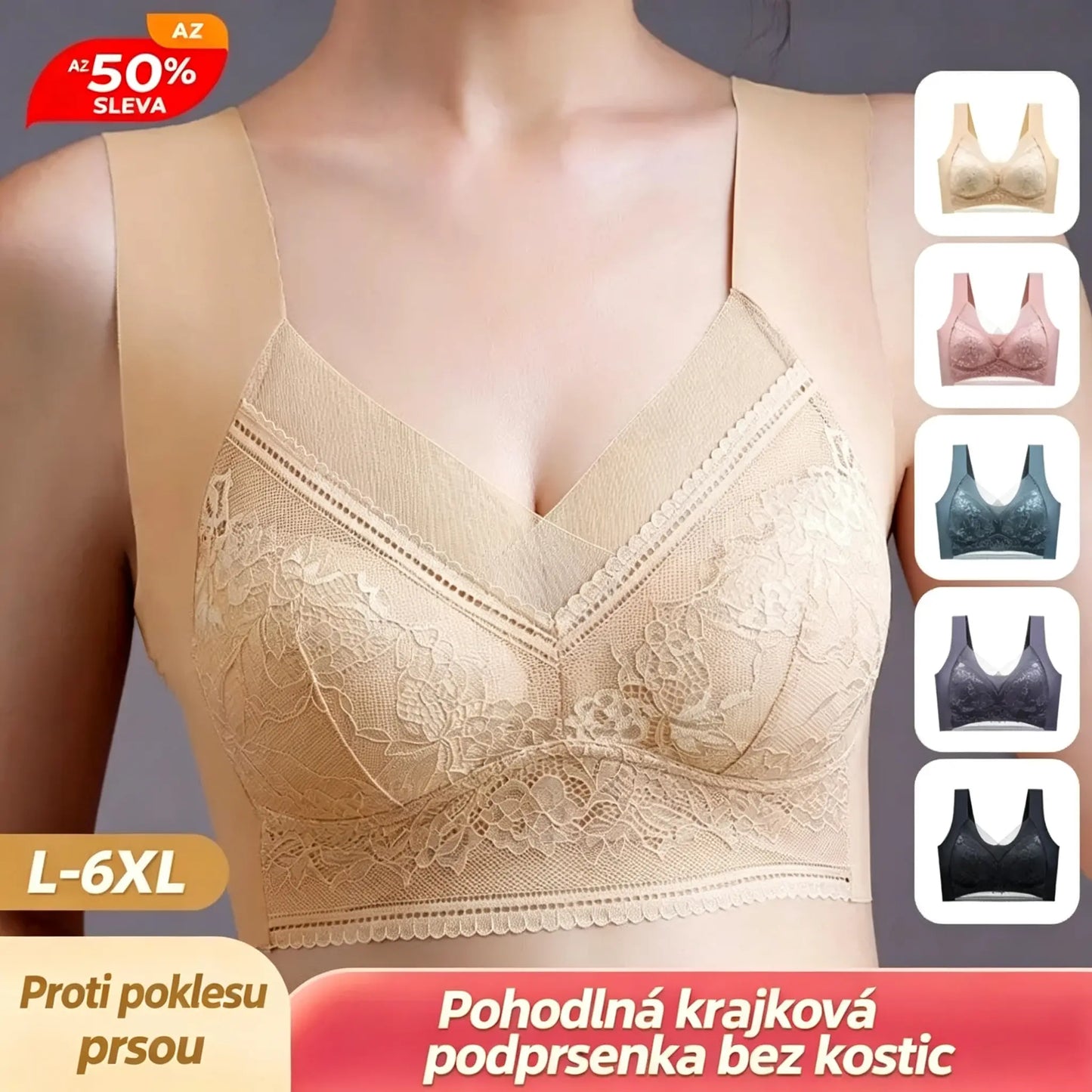 👙✨【4dílná sada】Pohodlná bezešvá dámská podprsenka z elegantní krajky