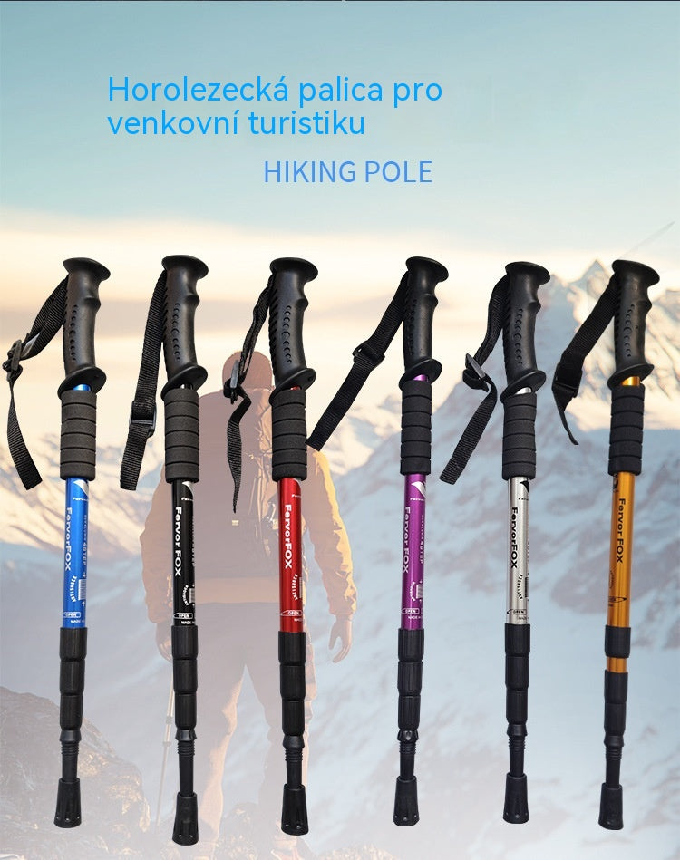 ⛰️Nastavitelná trekingová hole z hliníkové slitiny – odolná, tlumící nárazy, lehká 🌲