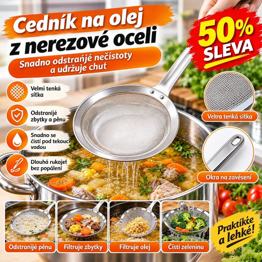 🍲 Sada 3 kusů 🍲 Cedníková lžíce z nerezové oceli 304 | Snadno odstraní pěnu a zbytky!