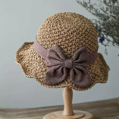🎀🎀 50% SLEVA 👒 | Retro slaměný klobouk s mašlí – skládací a prodyšný na léto