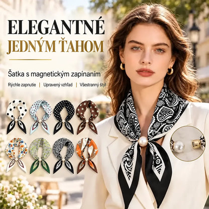 ✨ Šátek s magnetickým zapínáním a perlou — elegantní řešení pro každodenní styl, rychlé a bez vázání.