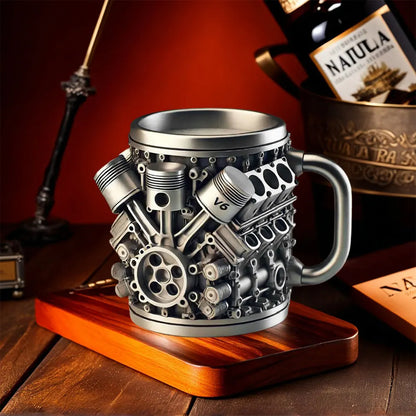 🎁☕ Hrnek na kávu z nerezové oceli Creative Engine V6V8, mechanický design
