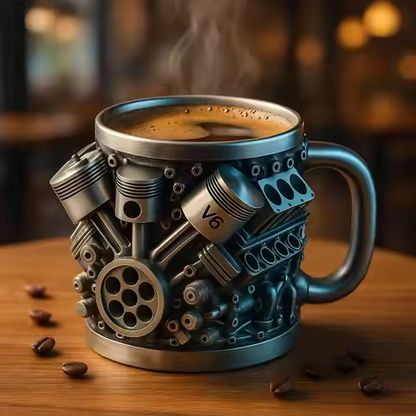 🎁☕ Hrnek na kávu z nerezové oceli Creative Engine V6V8, mechanický design