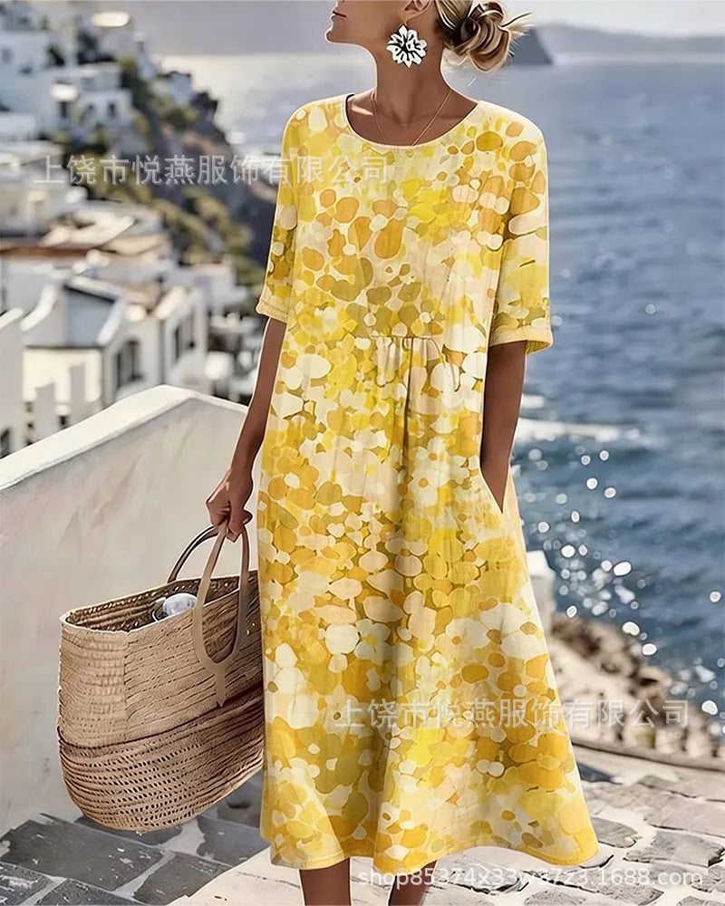 【S-5XL】🌺Oblečte si je a ukažte svou osobnost! 🥰Šaty s potiskem a volným spodním dílem